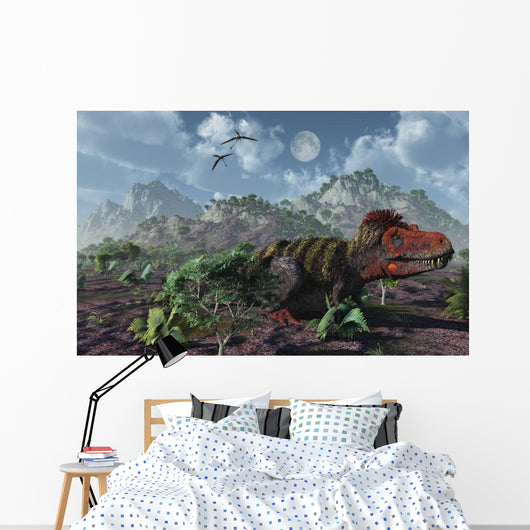 Lone Tarbosaurus Lying Ground Wall Decal