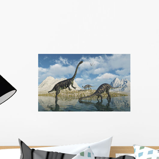Family Massospondylus Watering Hole Wall Decal
