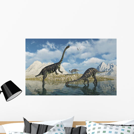 Family Massospondylus Watering Hole Wall Decal