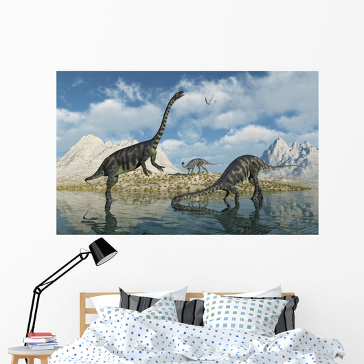 Family Massospondylus Watering Hole Wall Decal