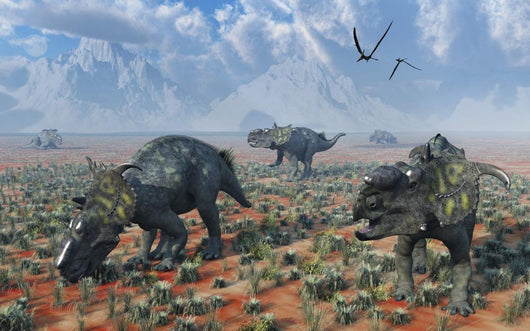 Herd Pachyrhinosaurus Dinosaurs Desert Wall Decal