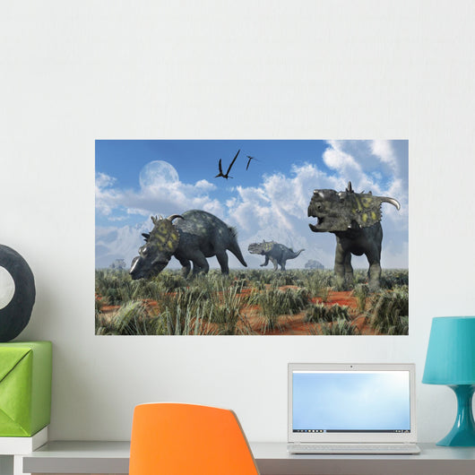 Herd Pachyrhinosaurus Dinosaurs Wall Decal
