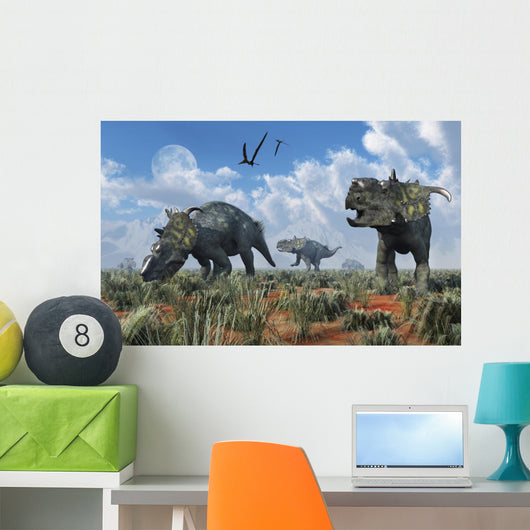 Herd Pachyrhinosaurus Dinosaurs Wall Decal