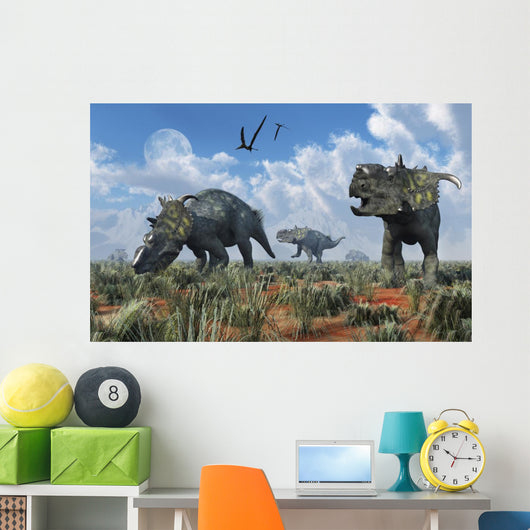 Herd Pachyrhinosaurus Dinosaurs Wall Decal