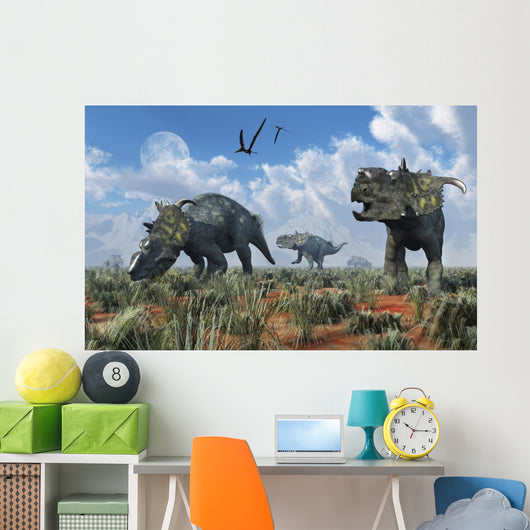 Herd Pachyrhinosaurus Dinosaurs Wall Decal