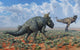 Pachyrhinosaurus Confronting Carnotaurus Distant Wall Decal