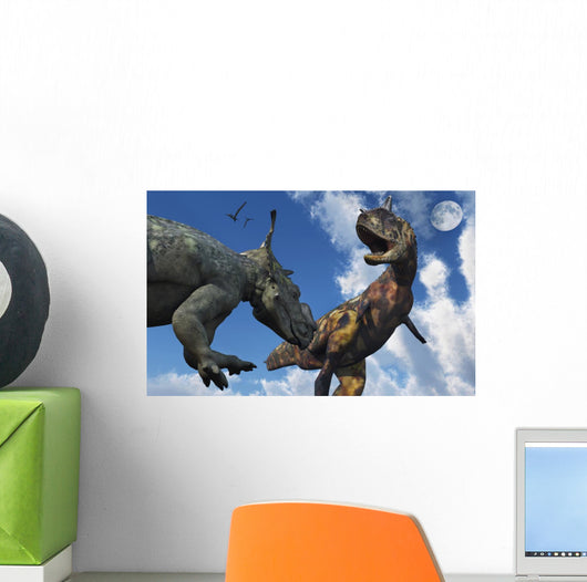 Pachyrhinosaurus Confronting Carnotaurus Close-up Wall Decal