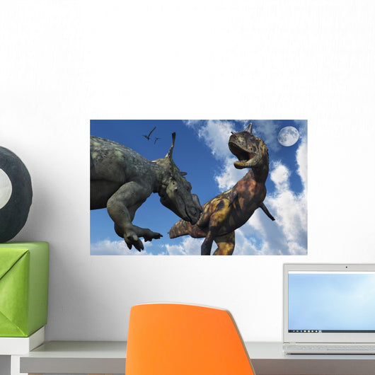 Pachyrhinosaurus Confronting Carnotaurus Close-up Wall Decal