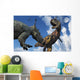 Pachyrhinosaurus Confronting Carnotaurus Close-up Wall Decal