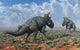 Pair Male Pachyrhinosaurus Sizing Close-up Wall Decal