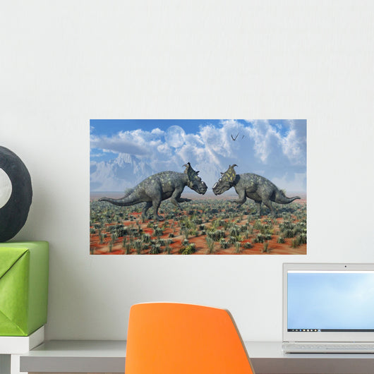Pair Male Pachyrhinosaurus Sizing Wall Decal