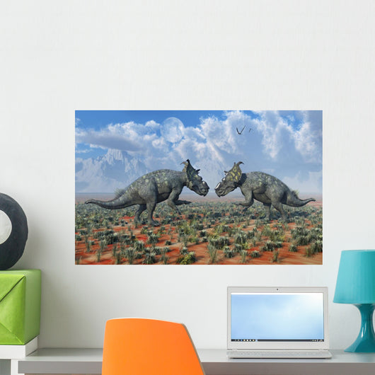 Pair Male Pachyrhinosaurus Sizing Wall Decal