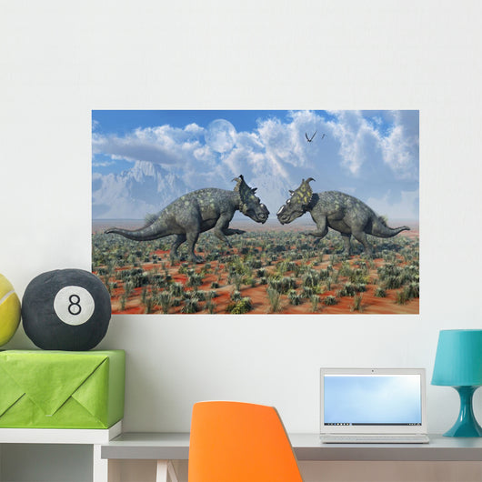 Pair Male Pachyrhinosaurus Sizing Wall Decal