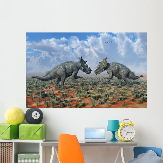 Pair Male Pachyrhinosaurus Sizing Wall Decal