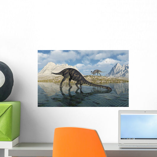 Pair Massospondylus Watering Hole Wall Decal