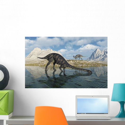 Pair Massospondylus Watering Hole Wall Decal