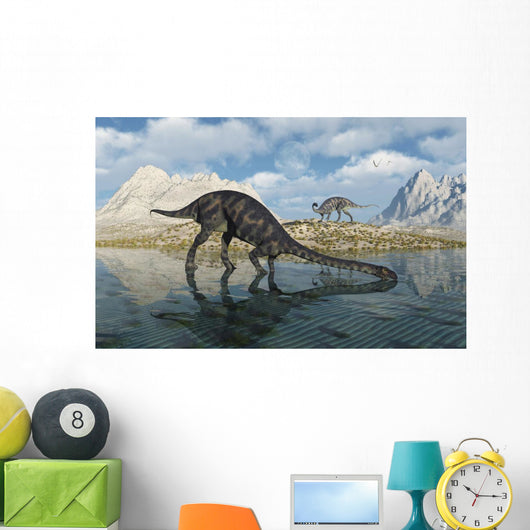 Pair Massospondylus Watering Hole Wall Decal