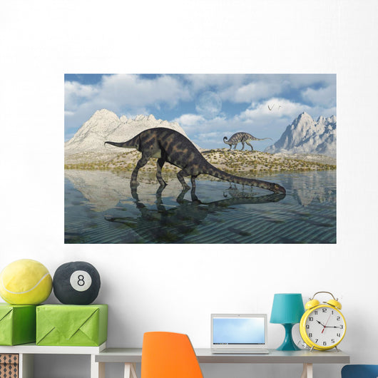 Pair Massospondylus Watering Hole Wall Decal