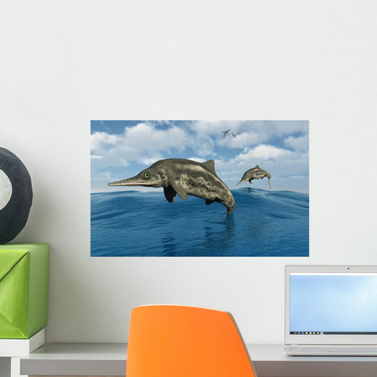 Ichthyosaurs Jumping out Water Wall Decal
