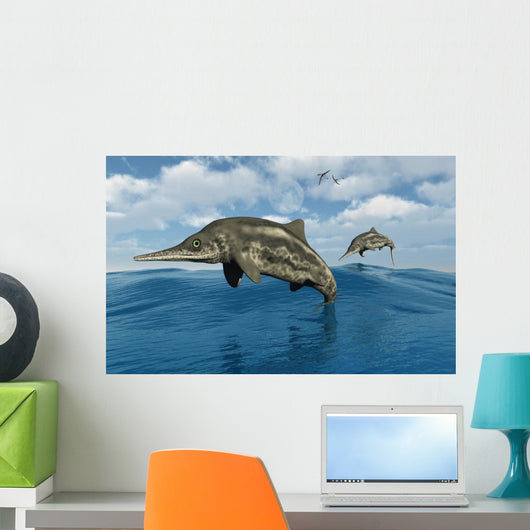 Ichthyosaurs Jumping out Water Wall Decal