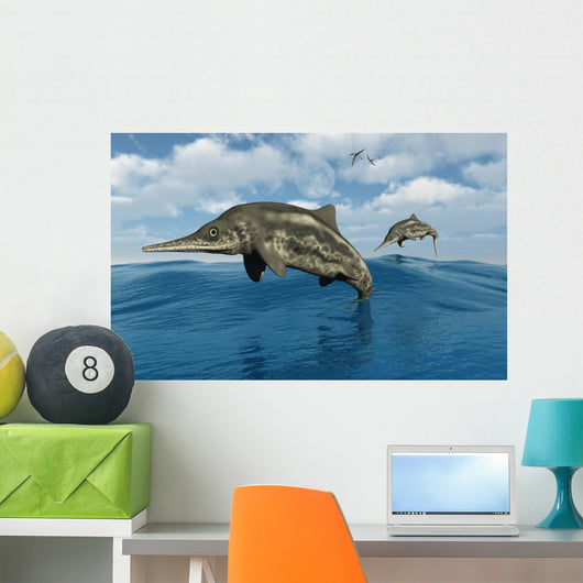 Ichthyosaurs Jumping out Water Wall Decal