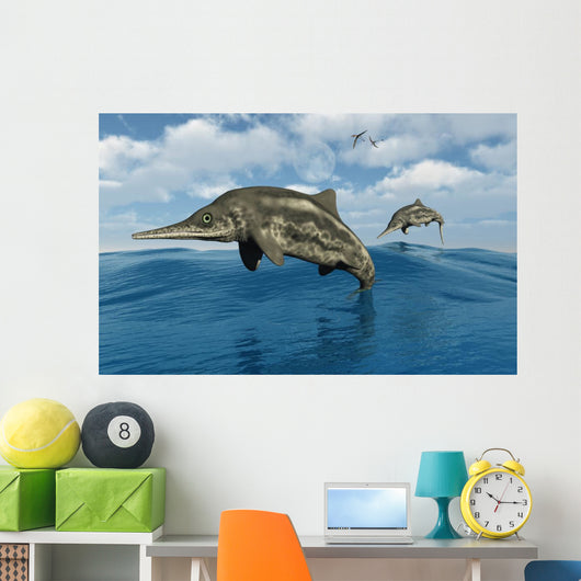 Ichthyosaurs Jumping out Water Wall Decal