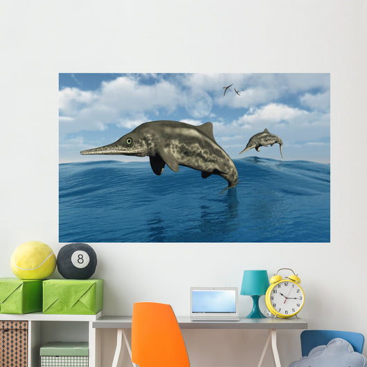 Ichthyosaurs Jumping out Water Wall Decal