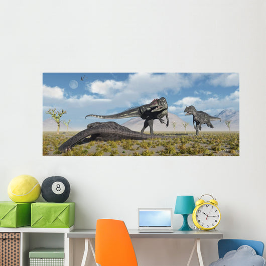Allosaurus Dinosaurs Approaching Carcass Wall Decal