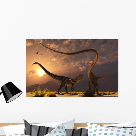 Allosaurus Deadly Battle Evening Wall Decal