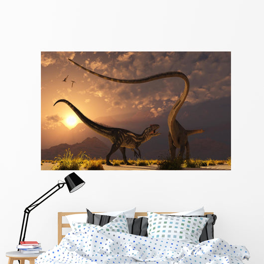 Allosaurus Deadly Battle Evening Wall Decal