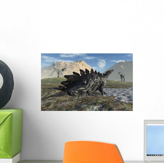 Stegosaurus and Allosaurus Caught Wall Decal