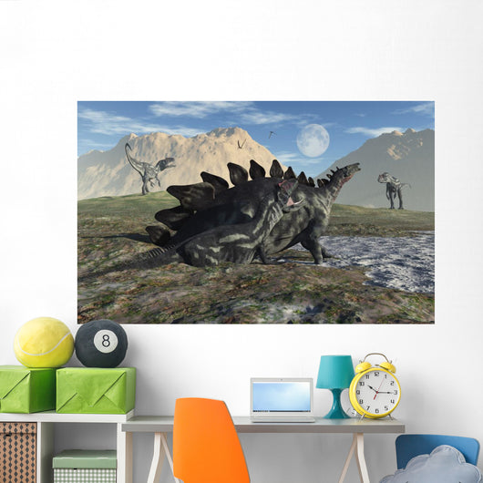 Stegosaurus and Allosaurus Caught Wall Decal