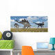 Pair Stegosaurus Dinosaurs Confronting Wall Decal