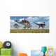 Pair Stegosaurus Dinosaurs Confronting Wall Decal