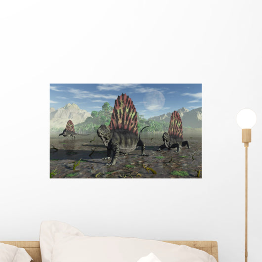 Group Sail-backed Dimetrodons during Wall Decal