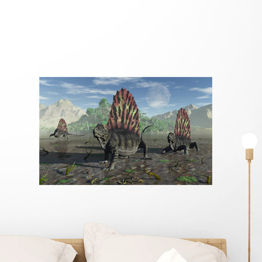 Group Sail-backed Dimetrodons during Wall Decal