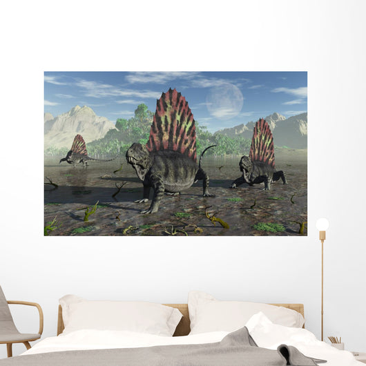 Group Sail-backed Dimetrodons during Wall Decal