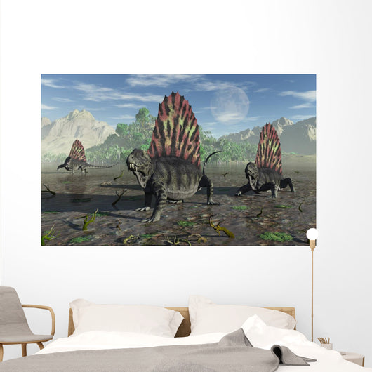 Group Sail-backed Dimetrodons during Wall Decal