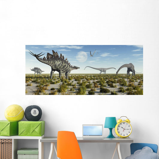 Mixed Herd Stegosaurus and Wall Decal