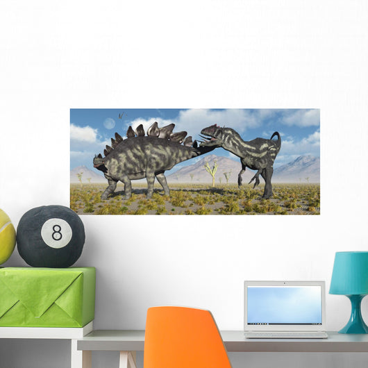 Stegosaurus Defending Itself Desert Wall Decal