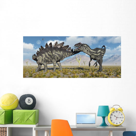 Stegosaurus Defending Itself Desert Wall Decal