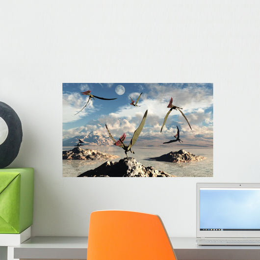 Flock Thalassodromeus Pterosaurs Evening Wall Decal