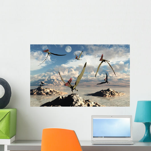 Flock Thalassodromeus Pterosaurs Evening Wall Decal