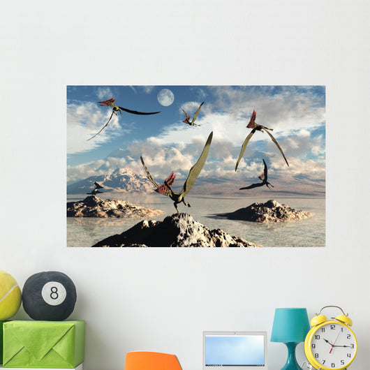 Flock Thalassodromeus Pterosaurs Evening Wall Decal