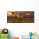 Asteroid Hitting Earth Marking T-rex Evening Wall Decal