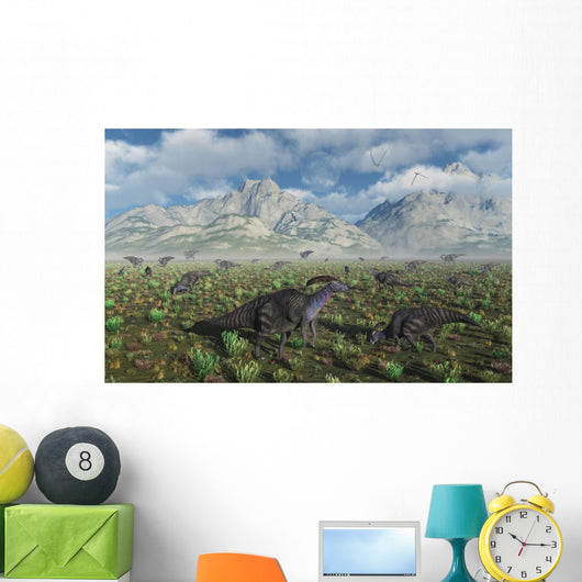 Herd Parasaurolophus Duckbill Dinosaurs Wall Decal