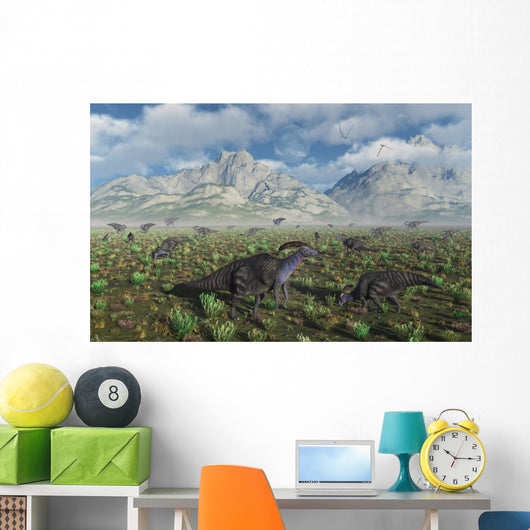 Herd Parasaurolophus Duckbill Dinosaurs Wall Decal