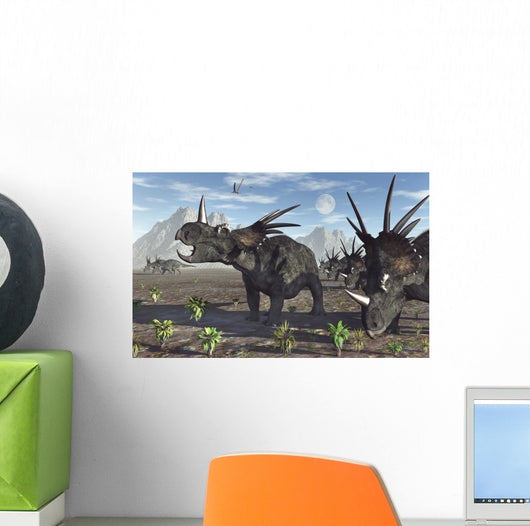 Herd Styracosaurus Dinosaurs Wall Decal