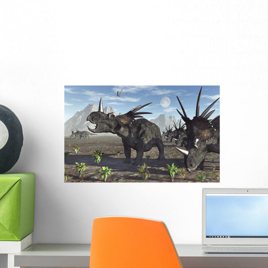 Herd Styracosaurus Dinosaurs Wall Decal
