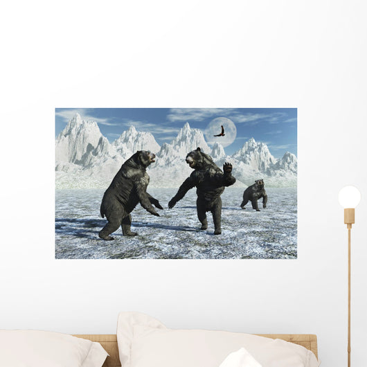 Pair Arctodus Bears Territorial Arctic Wall Decal